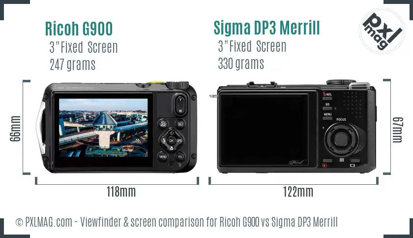 Ricoh G900 vs Sigma DP3 Merrill Screen and Viewfinder comparison