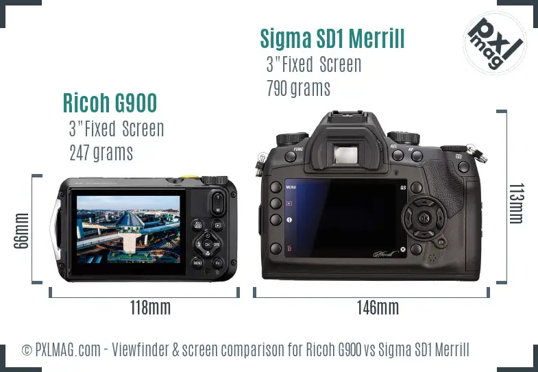 Ricoh G900 vs Sigma SD1 Merrill Screen and Viewfinder comparison
