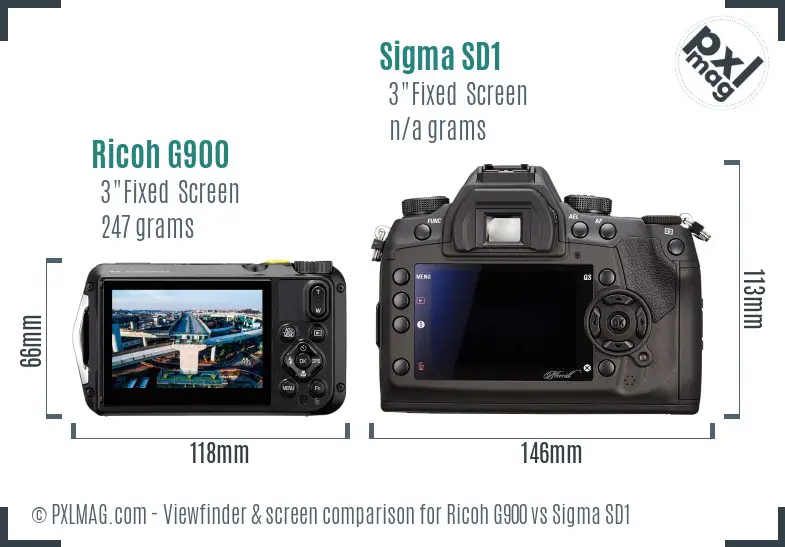 Ricoh G900 vs Sigma SD1 Screen and Viewfinder comparison
