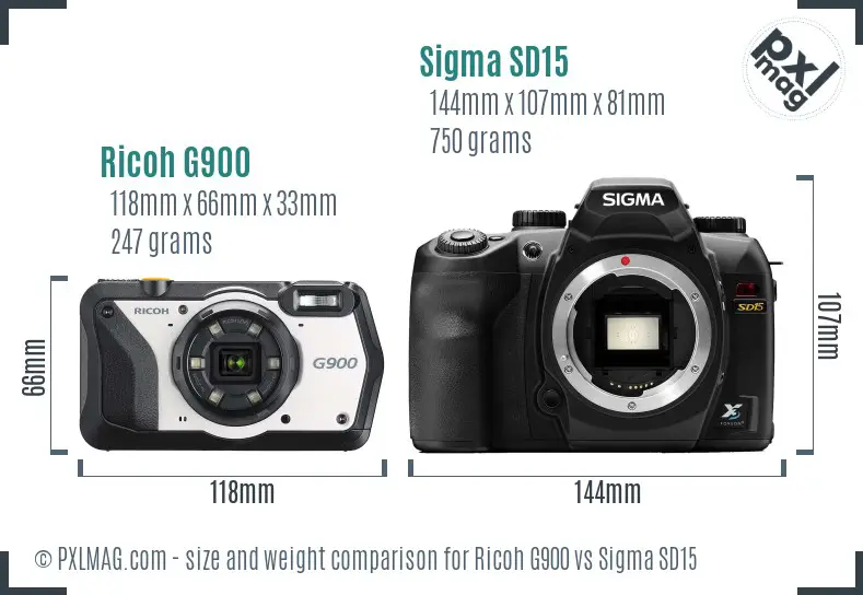 Ricoh G900 vs Sigma SD15 size comparison