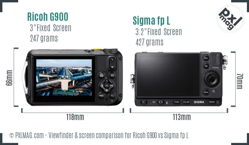 Ricoh G900 vs Sigma fp L Screen and Viewfinder comparison