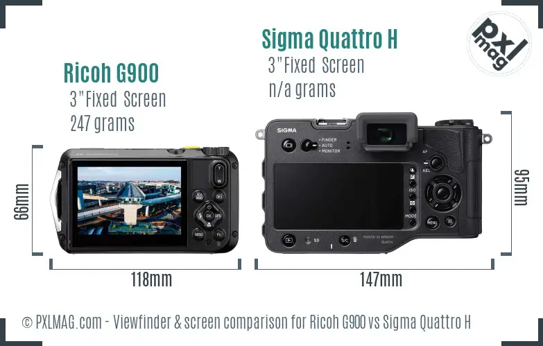 Ricoh G900 vs Sigma Quattro H Screen and Viewfinder comparison