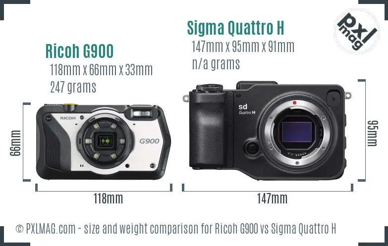 Ricoh G900 vs Sigma Quattro H size comparison