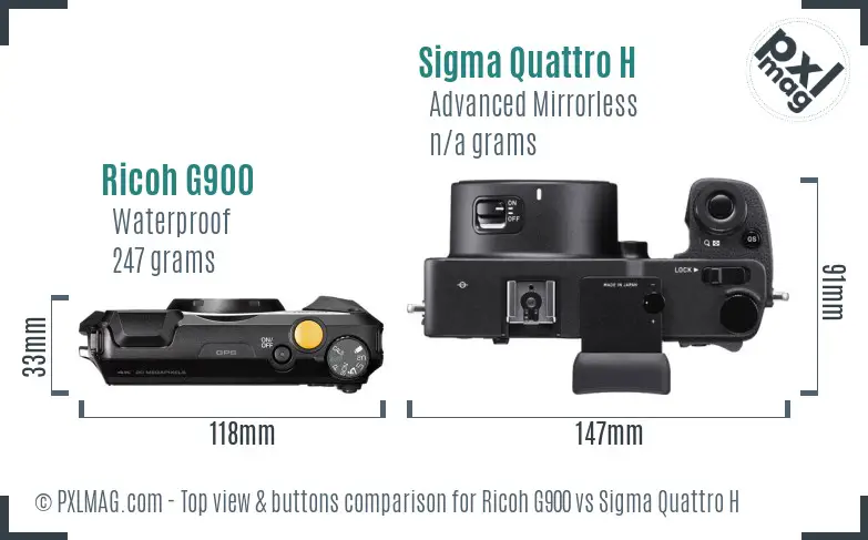 Ricoh G900 vs Sigma Quattro H top view buttons comparison