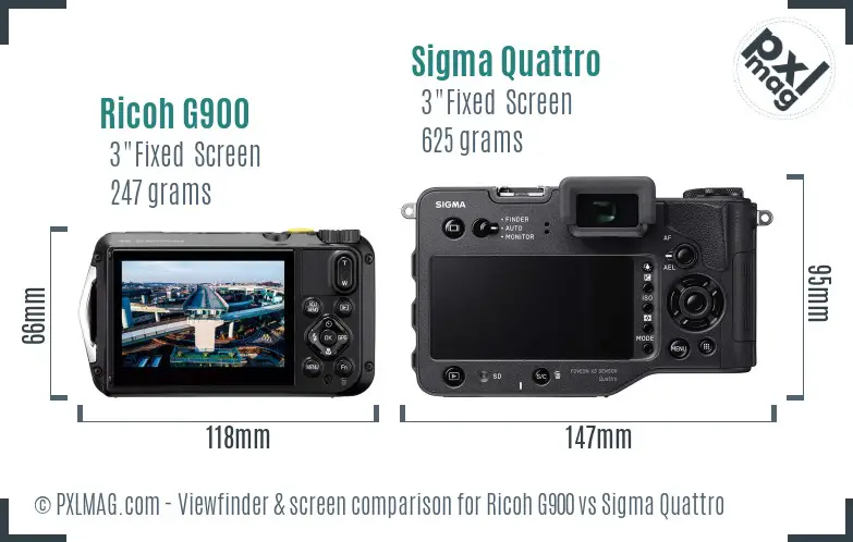 Ricoh G900 vs Sigma Quattro Screen and Viewfinder comparison