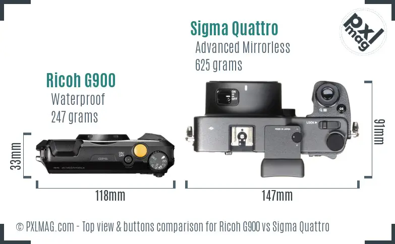 Ricoh G900 vs Sigma Quattro top view buttons comparison