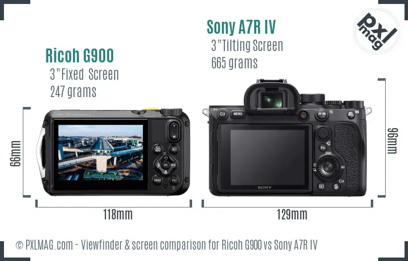 Ricoh G900 vs Sony A7R IV Screen and Viewfinder comparison