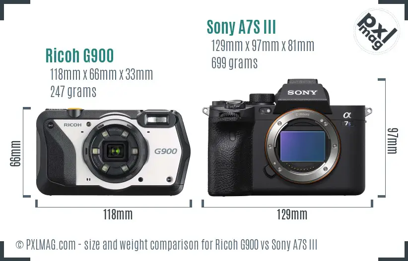 Ricoh G900 vs Sony A7S III size comparison