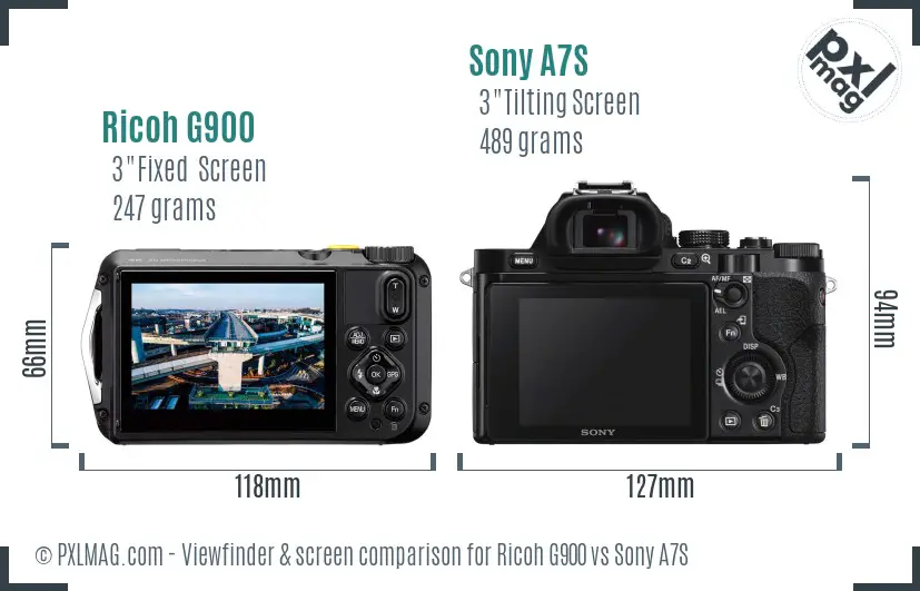 Ricoh G900 vs Sony A7S Screen and Viewfinder comparison