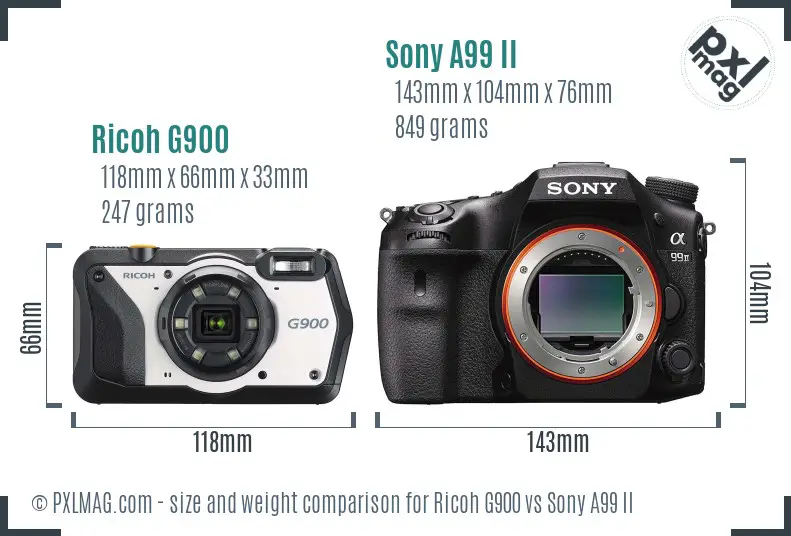 Ricoh G900 vs Sony A99 II size comparison