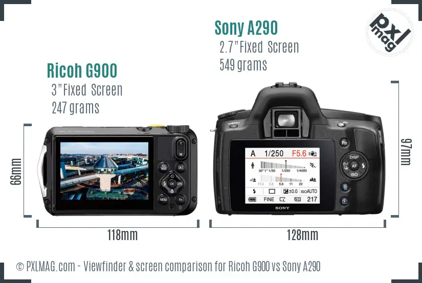 Ricoh G900 vs Sony A290 Screen and Viewfinder comparison Ricoh G900 vs Sony A290 Screen and Viewfinder comparison