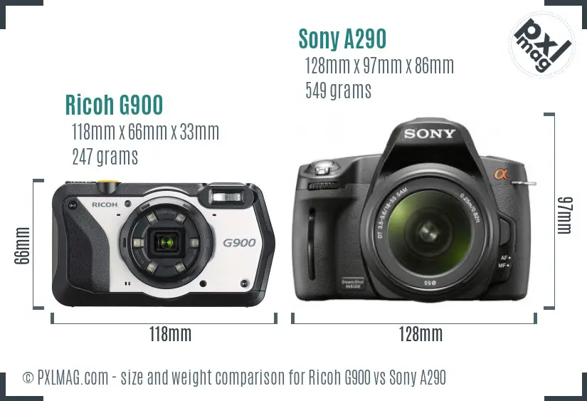 Ricoh G900 vs Sony A290 size comparison Ricoh G900 vs Sony A290 size comparison