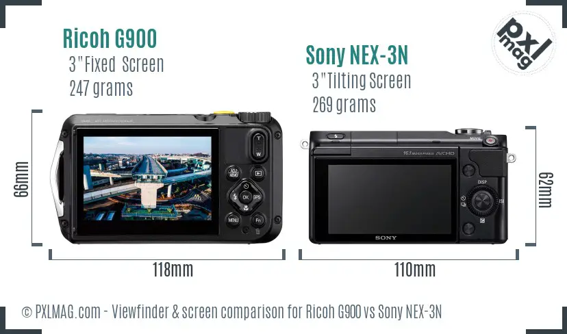 Ricoh G900 vs Sony NEX-3N Screen and Viewfinder comparison