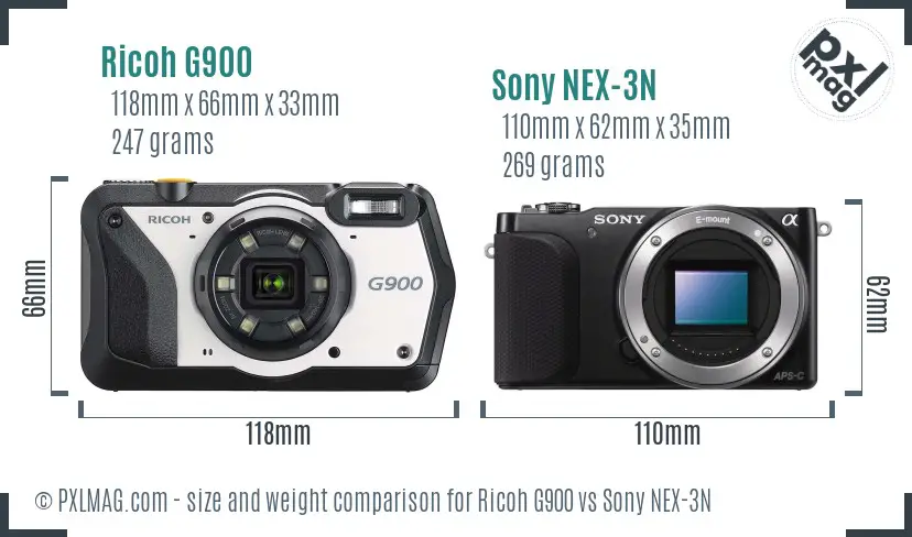 Ricoh G900 vs Sony NEX-3N size comparison