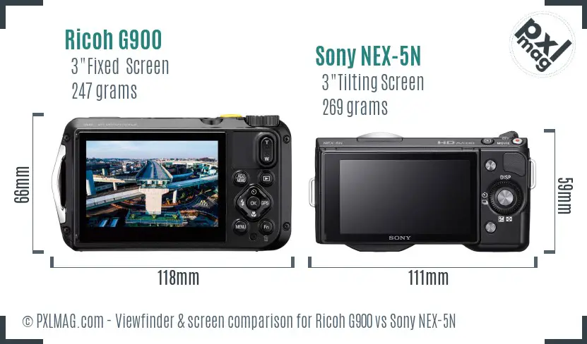 Ricoh G900 vs Sony NEX-5N Screen and Viewfinder comparison