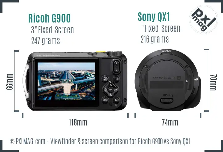 Ricoh G900 vs Sony QX1 Screen and Viewfinder comparison Ricoh G900 vs Sony QX1 Screen and Viewfinder comparison