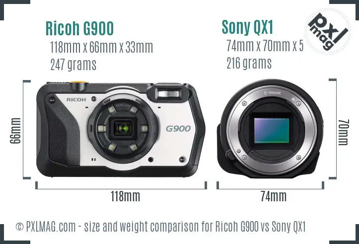 Ricoh G900 vs Sony QX1 size comparison Ricoh G900 vs Sony QX1 size comparison