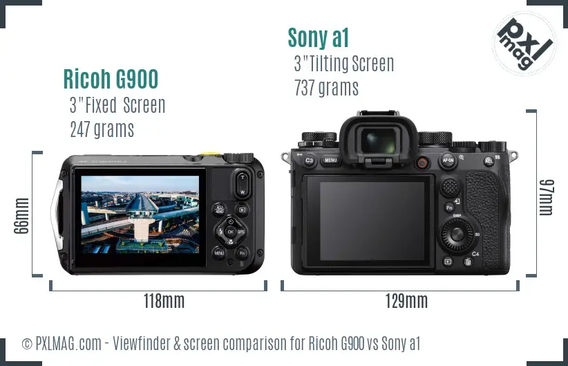 Ricoh G900 vs Sony a1 Screen and Viewfinder comparison
