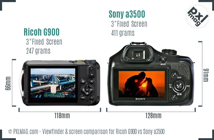 Ricoh G900 vs Sony a3500 Screen and Viewfinder comparison
