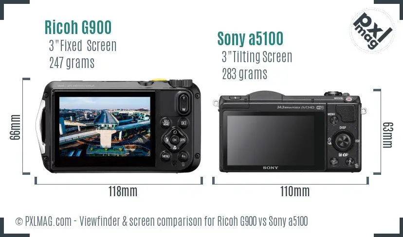 Ricoh G900 vs Sony a5100 Screen and Viewfinder comparison