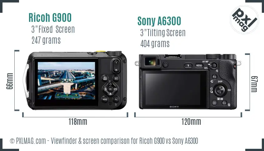 Ricoh G900 vs Sony A6300 Screen and Viewfinder comparison