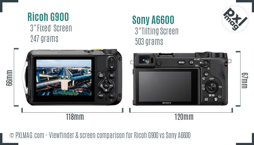 Ricoh G900 vs Sony A6600 Screen and Viewfinder comparison Ricoh G900 vs Sony A6600 Screen and Viewfinder comparison