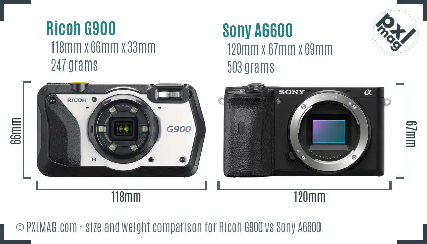 Ricoh G900 vs Sony A6600 size comparison Ricoh G900 vs Sony A6600 size comparison