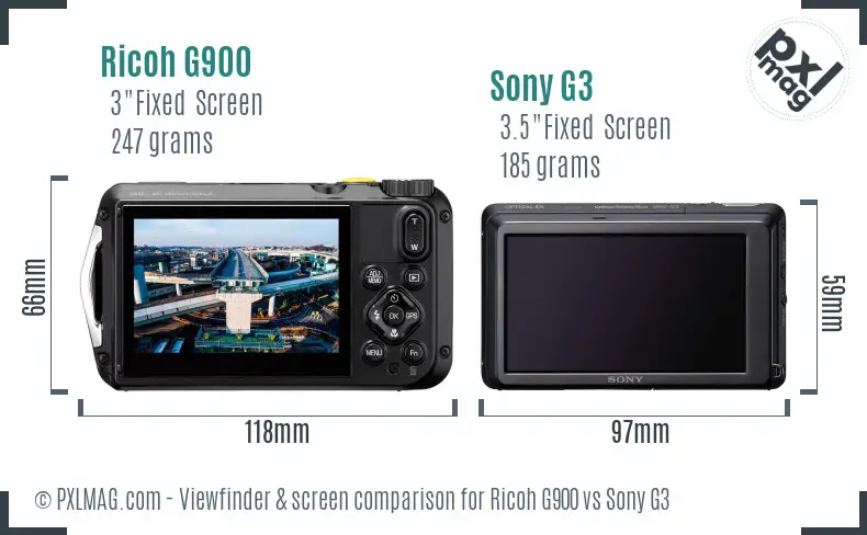 Ricoh G900 vs Sony G3 Screen and Viewfinder comparison