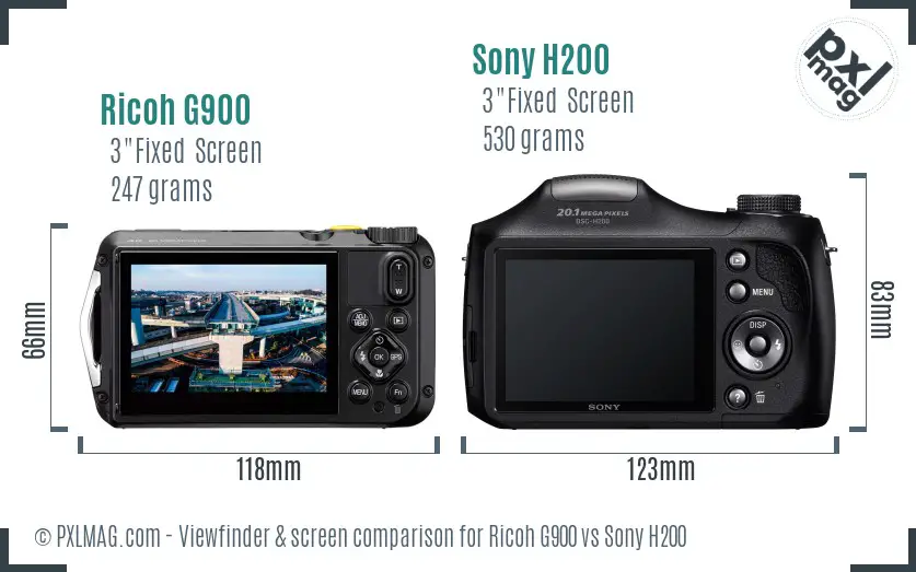 Ricoh G900 vs Sony H200 Screen and Viewfinder comparison