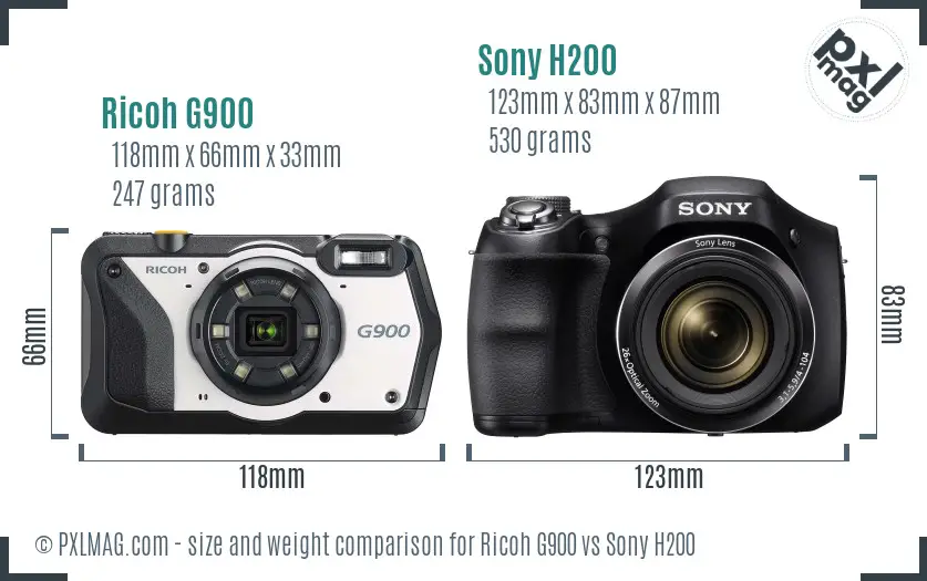 Ricoh G900 vs Sony H200 size comparison