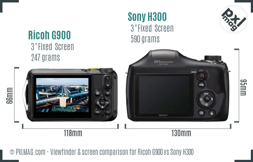 Ricoh G900 vs Sony H300 Screen and Viewfinder comparison