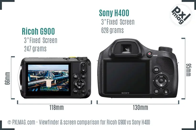 Ricoh G900 vs Sony H400 Screen and Viewfinder comparison