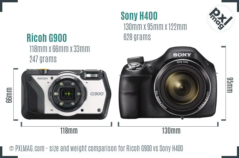 Ricoh G900 vs Sony H400 size comparison