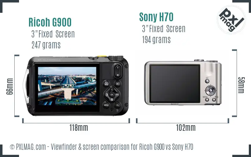 Ricoh G900 vs Sony H70 Screen and Viewfinder comparison