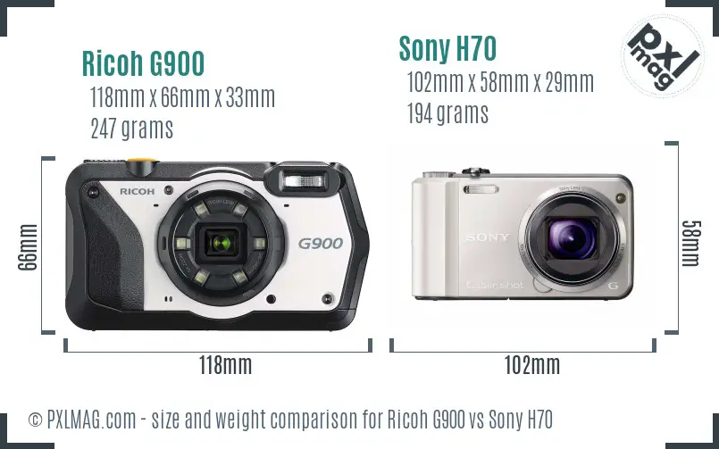 Ricoh G900 vs Sony H70 size comparison