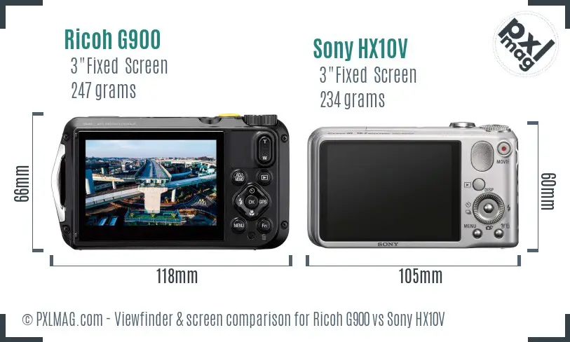 Ricoh G900 vs Sony HX10V Screen and Viewfinder comparison