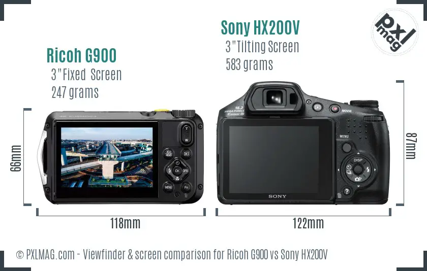 Ricoh G900 vs Sony HX200V Screen and Viewfinder comparison Ricoh G900 vs Sony HX200V Screen and Viewfinder comparison