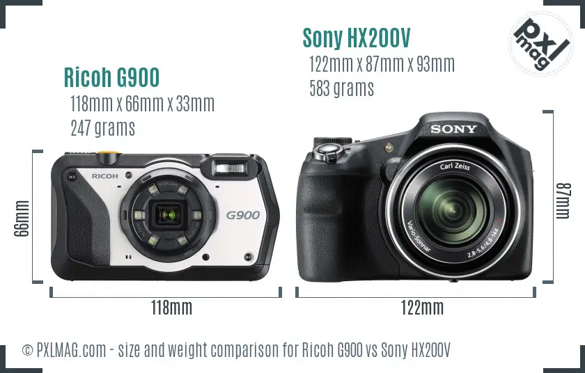 Ricoh G900 vs Sony HX200V size comparison Ricoh G900 vs Sony HX200V size comparison