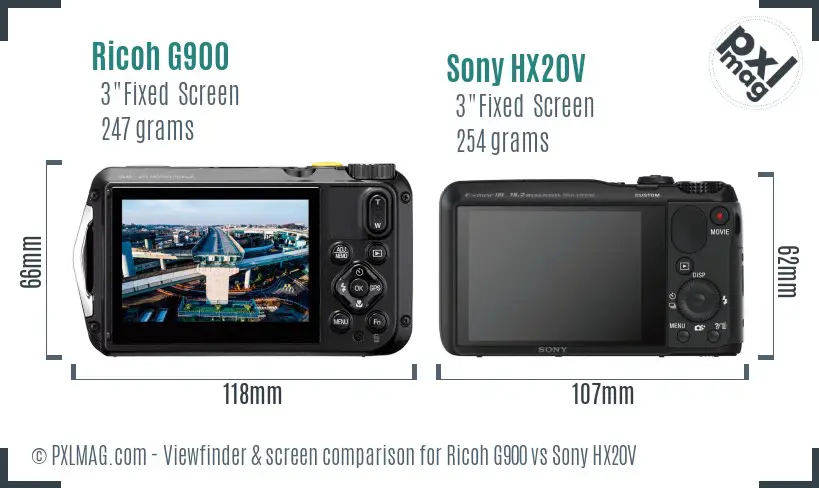 Ricoh G900 vs Sony HX20V Screen and Viewfinder comparison Ricoh G900 vs Sony HX20V Screen and Viewfinder comparison