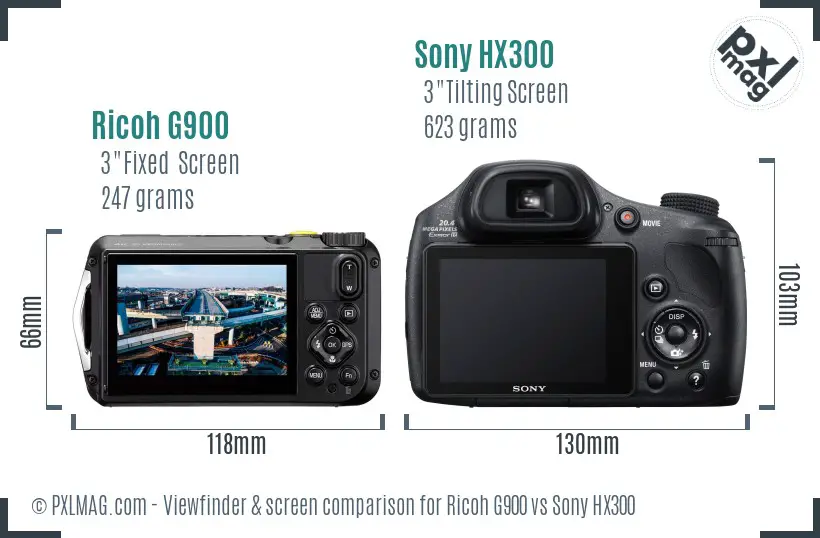 Ricoh G900 vs Sony HX300 Screen and Viewfinder comparison Ricoh G900 vs Sony HX300 Screen and Viewfinder comparison
