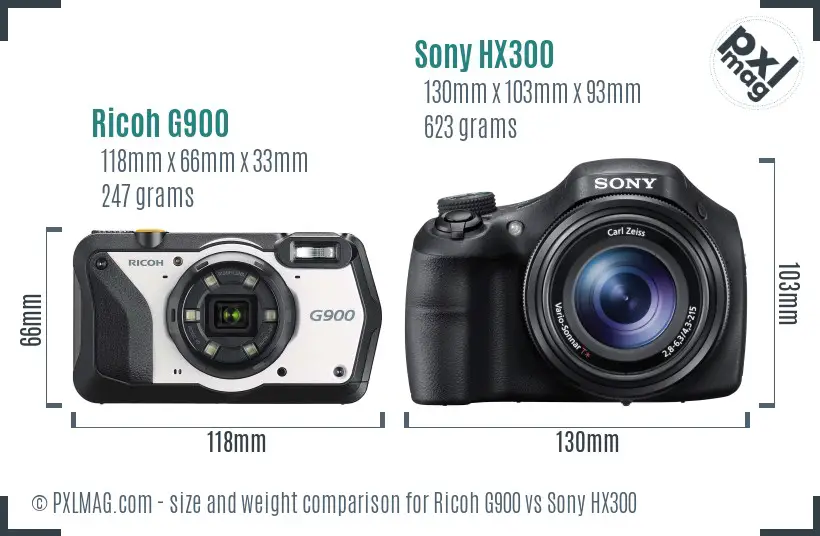 Ricoh G900 vs Sony HX300 size comparison Ricoh G900 vs Sony HX300 size comparison