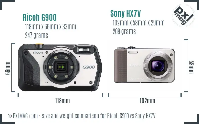 Ricoh G900 vs Sony HX7V size comparison