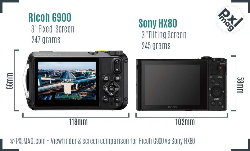 Ricoh G900 vs Sony HX80 Screen and Viewfinder comparison