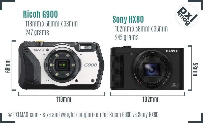 Ricoh G900 vs Sony HX80 size comparison