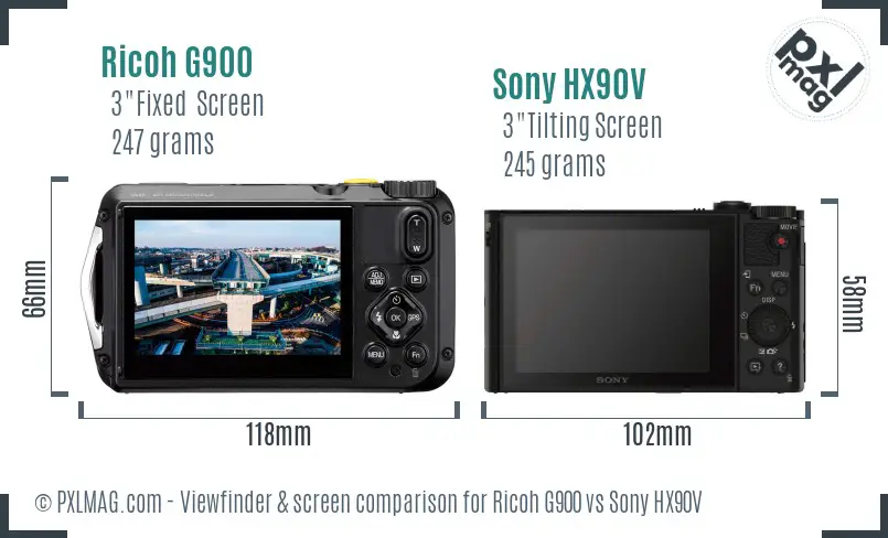 Ricoh G900 vs Sony HX90V Screen and Viewfinder comparison