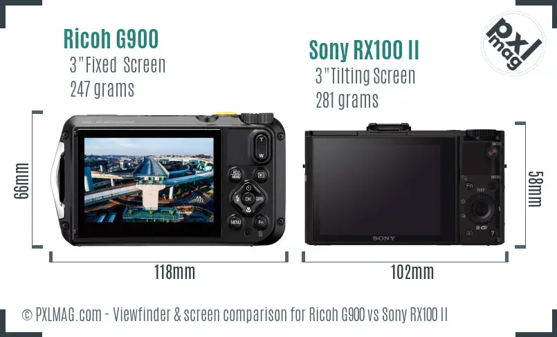 Ricoh G900 vs Sony RX100 II Screen and Viewfinder comparison