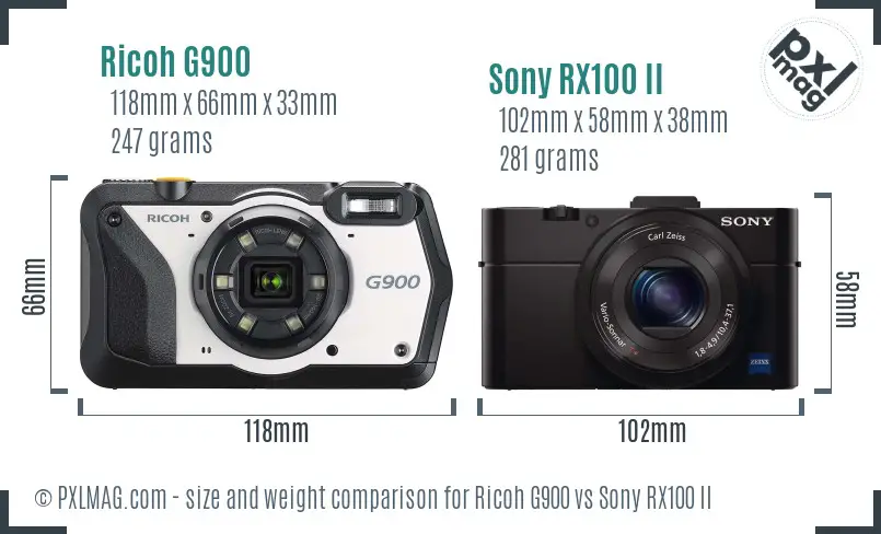 Ricoh G900 vs Sony RX100 II size comparison