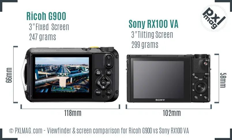 Ricoh G900 vs Sony RX100 VA Screen and Viewfinder comparison