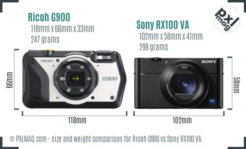Ricoh G900 vs Sony RX100 VA size comparison