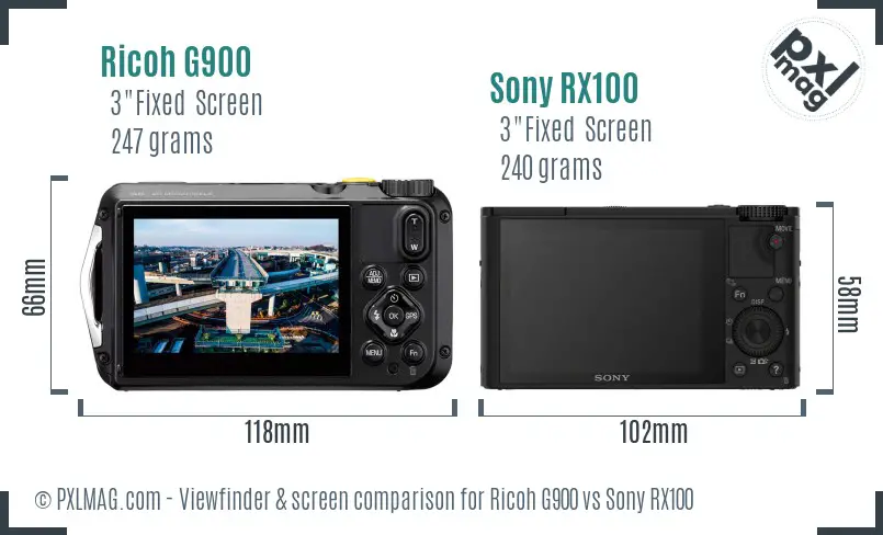 Ricoh G900 vs Sony RX100 Screen and Viewfinder comparison